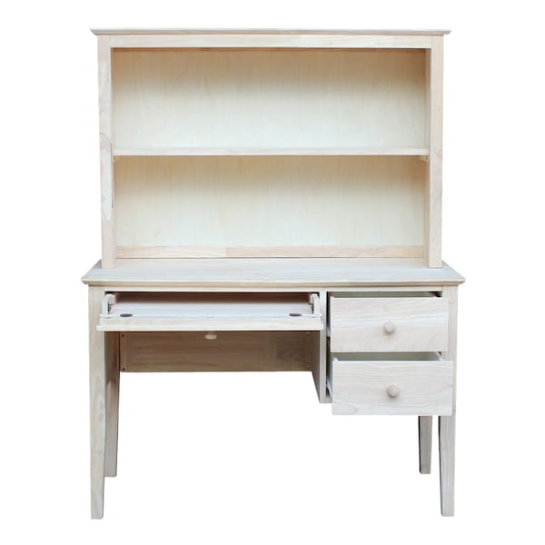 International Concepts Brooklyn Desk with Hutch 21 in D X 12 H, 30 W X Hardwood, Unfinished K-OF66-65H - main